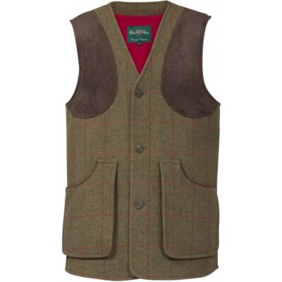 Alan Paine Compton Mens Tweed Shooting Waistcoat - Sage