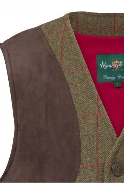 Alan Paine Compton Mens Tweed Shooting Waistcoat - Sage
