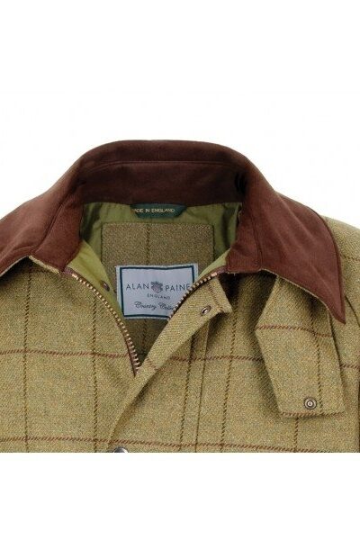 Alan Paine Rutland Mens Tweed Waterproof Membrane Shooting Coat - Lichen-151