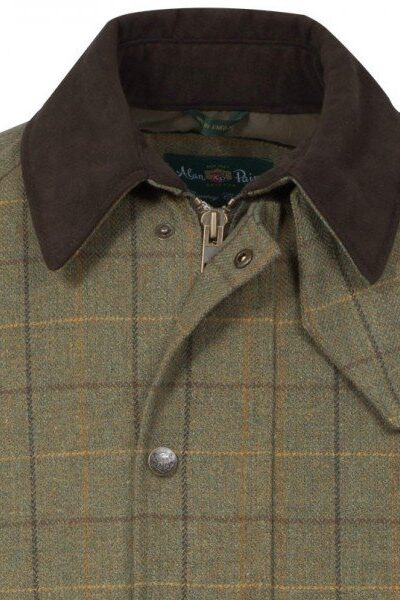 Alan Paine Rutland Mens Tweed Waterproof Membrane Shooting Coat - Dark Moss-159