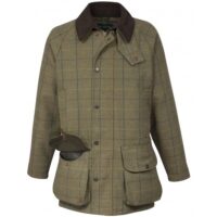 Alan Paine Rutland Mens Tweed Waterproof Membrane Shooting Coat - Dark Moss-0