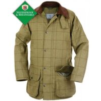 Alan Paine Rutland Mens Tweed Waterproof Membrane Shooting Coat - Lichen-0