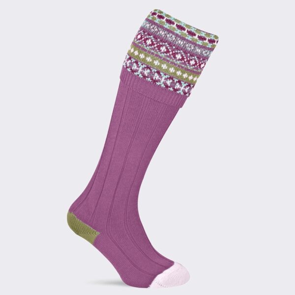 Pennine Fairisle Ladies Shooting Sock - Fuchsia