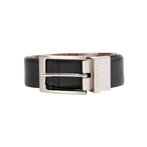 Dents Men’s Reversible Feather Edge Leather Belt Black/ Tan - Ladds